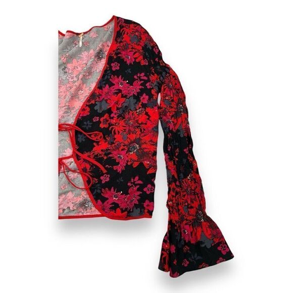 Free People Venice Floral Double Tie Lightweight Top Size Medium - Picture 6 of 6